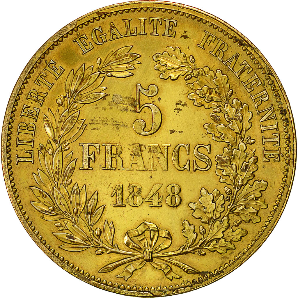 Moneta, Francia, Hors Concours de Rogat, 5 Francs, 1848, ESSAI, BB+, Ottone
