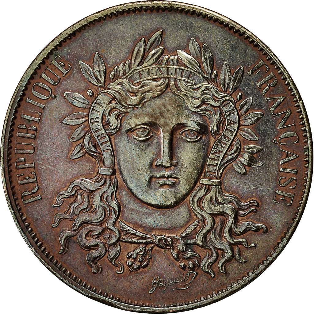 Moneda, Francia, Concours de Gayrard, 5 Francs, 1848, ESSAI, MBC+, Cobre