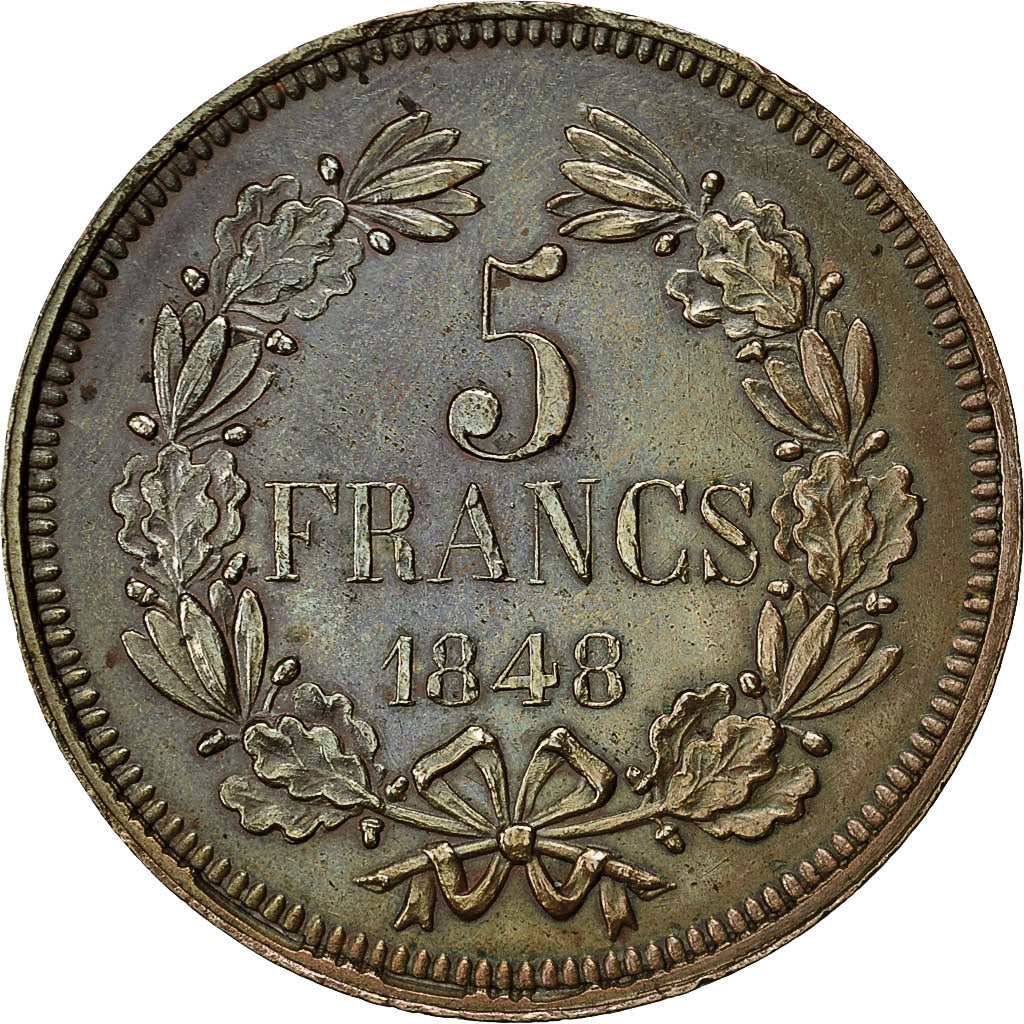 Moneda, Francia, Concours de Gayrard, 5 Francs, 1848, ESSAI, MBC+, Cobre