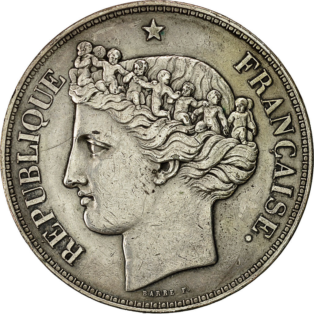 Moneta, Francia, Concours d'Avers de Barre, 5 Francs, 1848, ESSAI, BB, Copper
