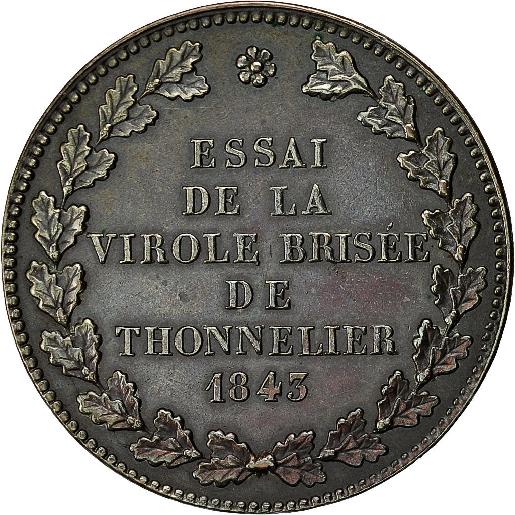 Monnaie, France, Essai Thonnelier, 5 Francs, 1843, TTB+, Bronze, Mazard:1156a