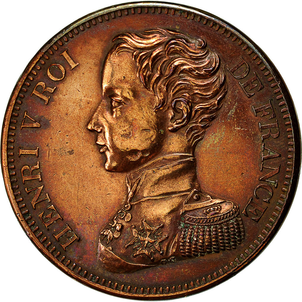 Monnaie, France, Henri V, Avénement 2 Août, 5 Francs, 1830, TTB+, Bronze