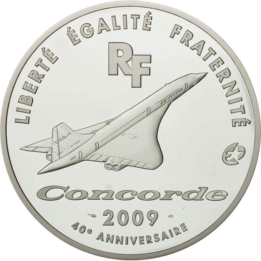 France, Monnaie de Paris, 50 Euro, Concorde, 2009, MS(65-70), Silver, KM:1597