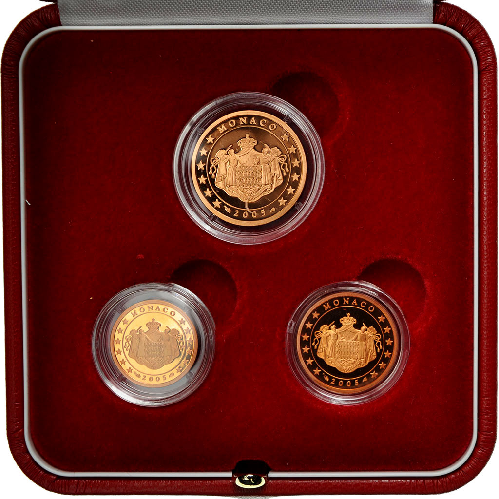 Monaco, Set, Prince Rainier III, 2005, MS(65-70), Copper Plated Steel