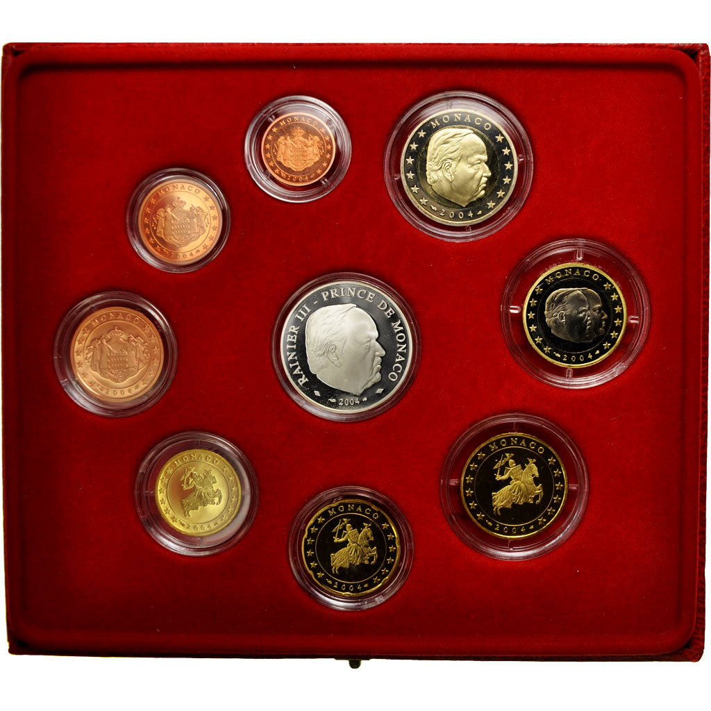 Monaco, Proof Set Euro, Prince Rainier III, 2004, MS(65-70)