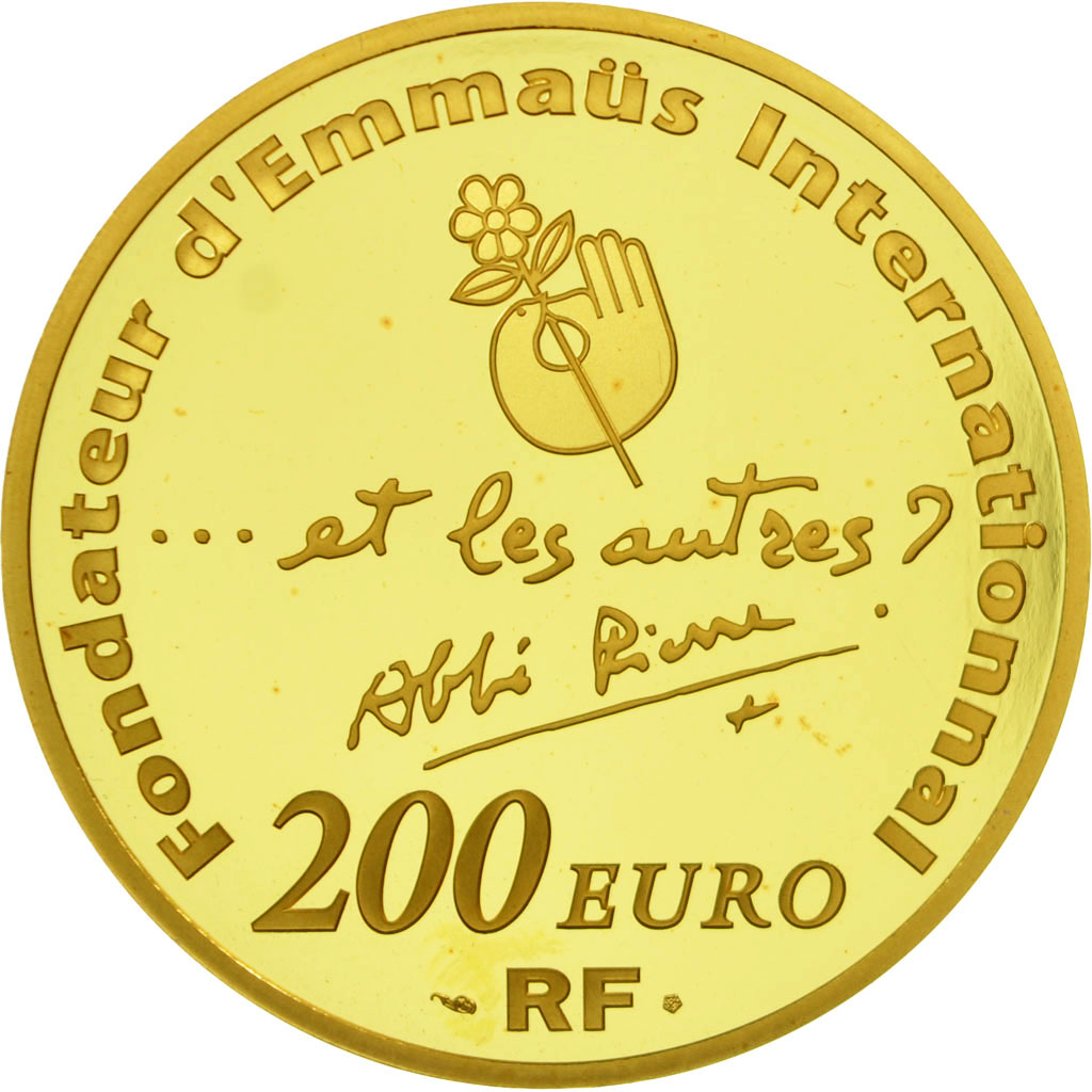 France, 200 Euro, Abbé Pierre, 2012, N°0001/500, MS(65-70), Gold, KM:1898