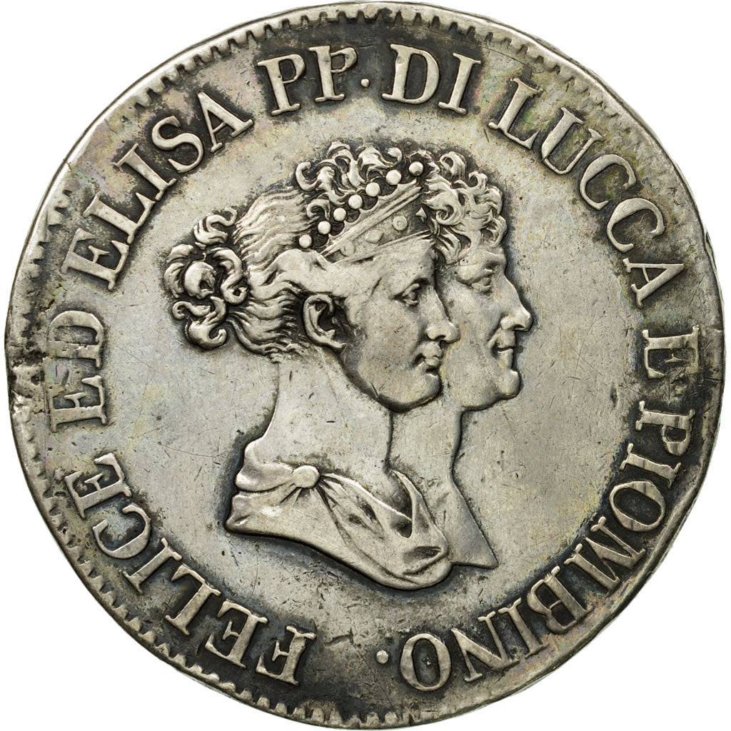Coin, ITALIAN STATES, LUCCA, Felix and Elisa, 5 Franchi, 1805, Firenze