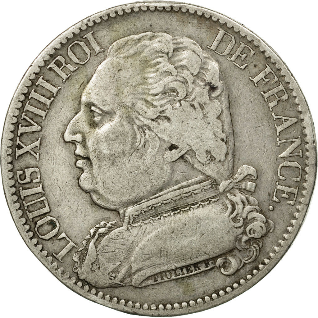 Moneta, Francia, Louis XVIII, 5 Francs, 1815, Marseille, BB, KM:702.10
