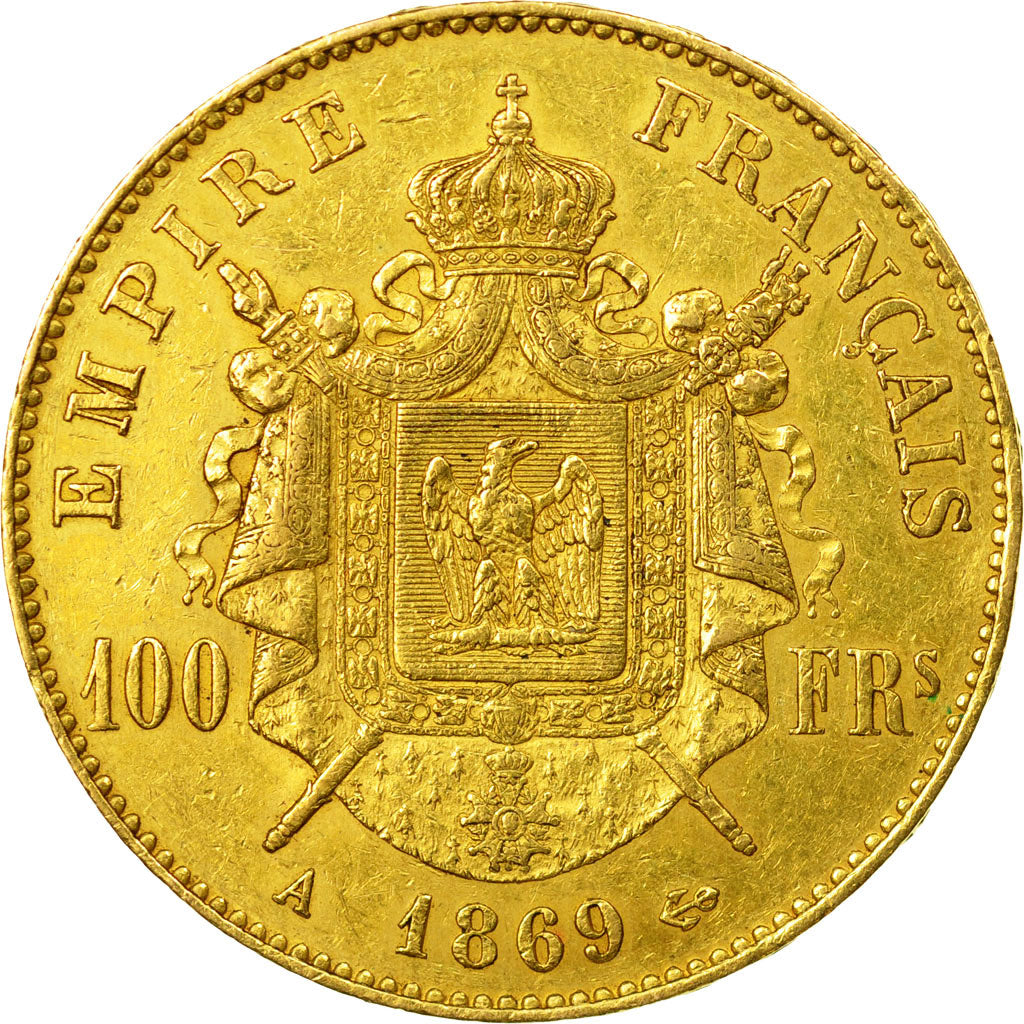 Coin, France, Napoleon III, 100 Francs, 1869, Paris, EF(40-45), KM:802.1