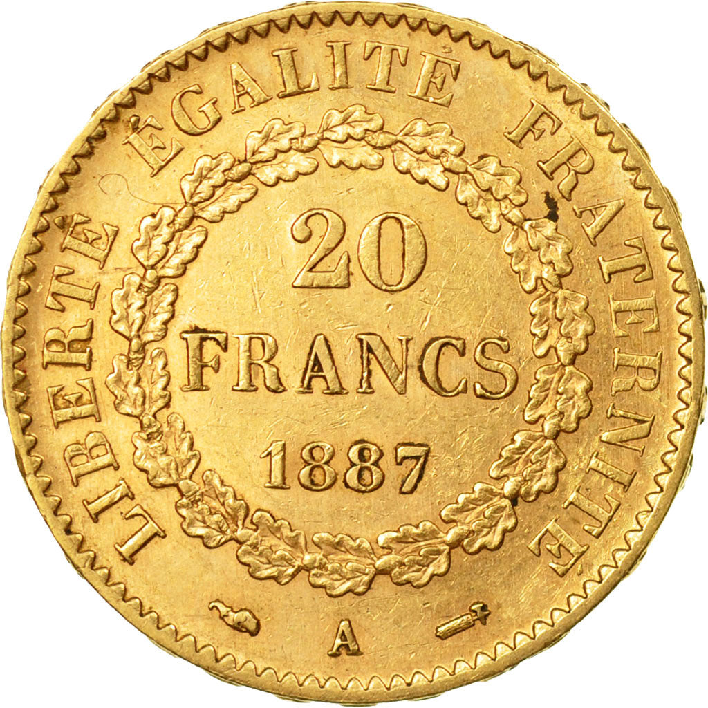 Coin, France, Génie, 20 Francs, 1887, Paris, AU(50-53), Gold, KM:825
