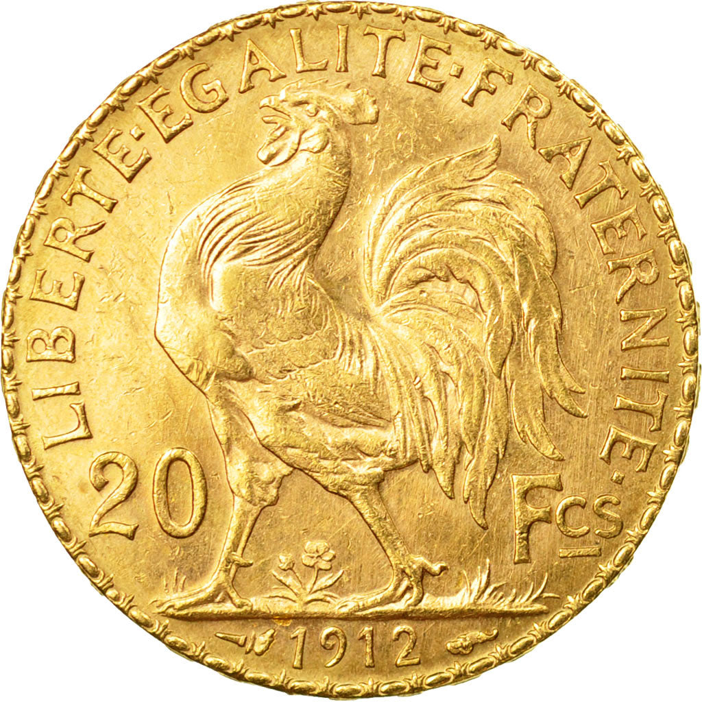 Coin, France, Marianne, 20 Francs, 1912, AU(55-58), Gold, KM:857, Gadoury:1064a