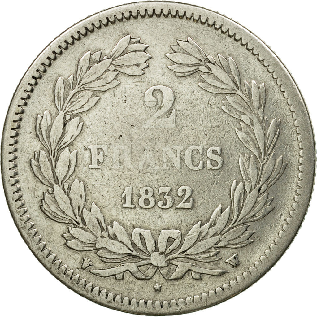 Moneta, Francja, Louis-Philippe, 2 Francs, 1832, Lille, VF(20-25), Srebro