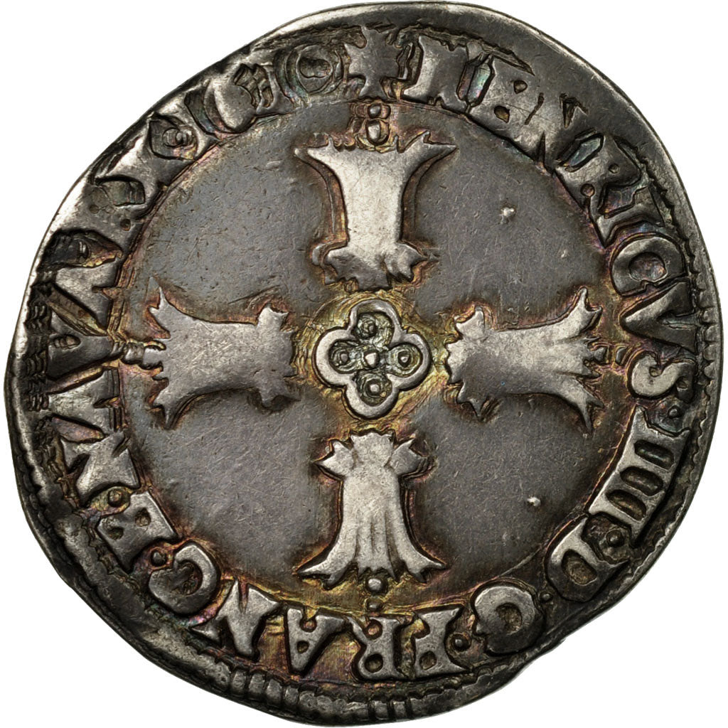 Moneta, Francia, Henri IV, 1/4 Ecu, 1610, Bayonne, BB+, Argento, Sombart:4686