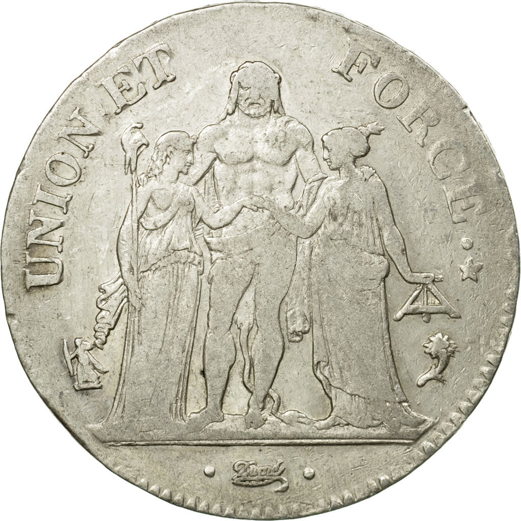 Coin, France, Union et Force, 5 Francs, AN 4, Paris, VF(30-35), Silver