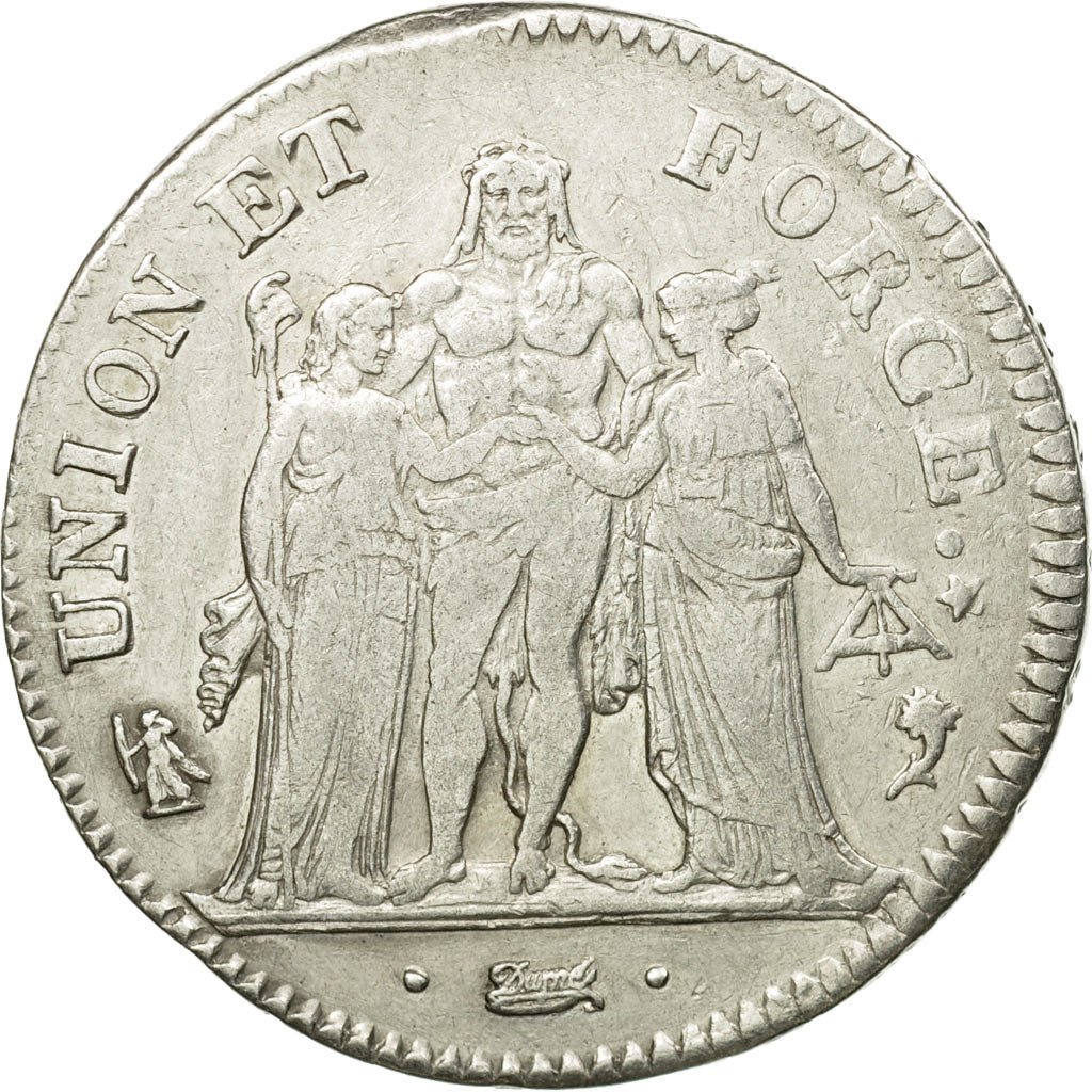 Coin, France, Union et Force, 5 Francs, AN 5, Paris, AN 5/4, EF(40-45), Silver