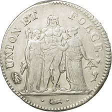 Coin, France, Union et Force, 5 Francs, AN 5, Paris, AN 5/4, EF(40-45), Silver