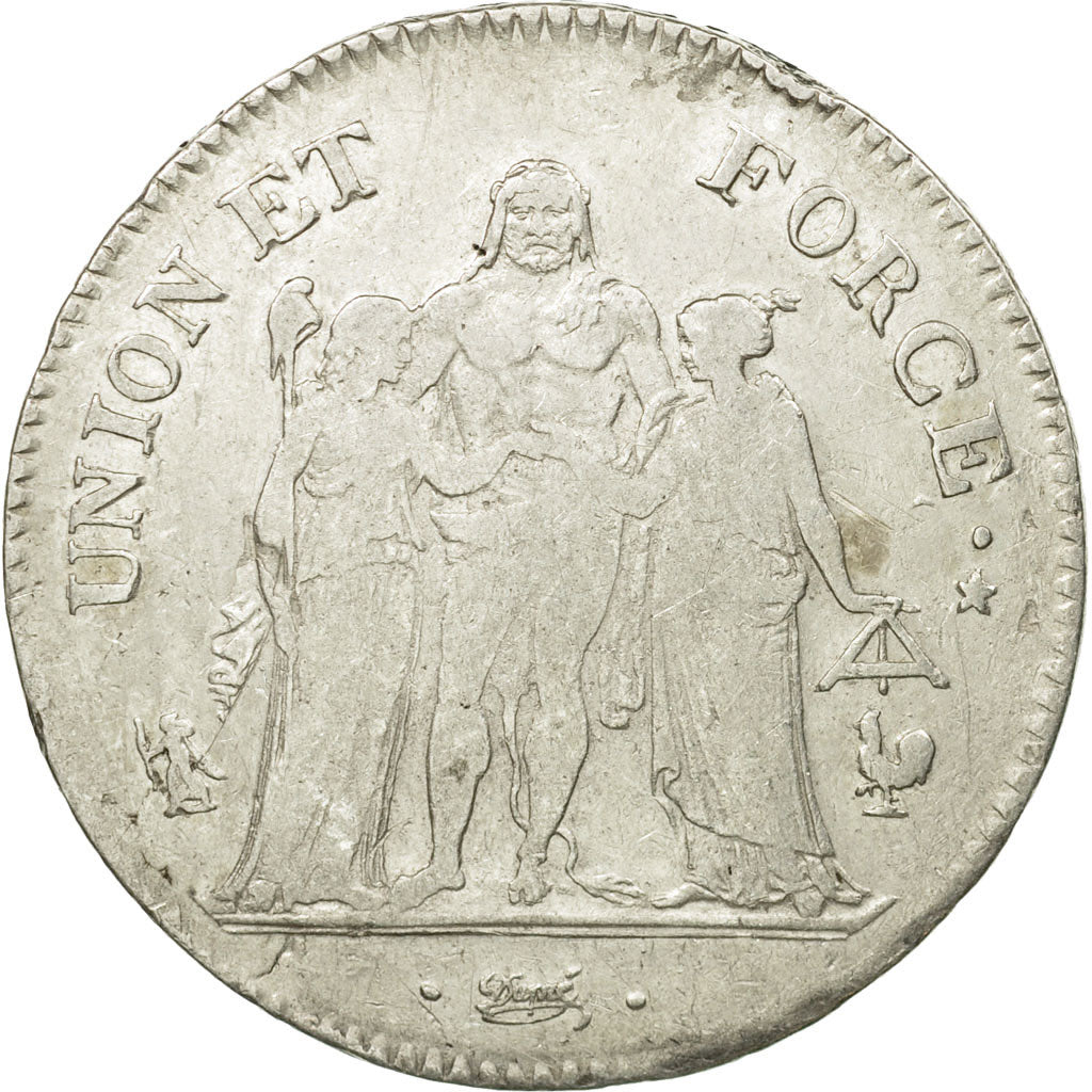 Coin, France, Union et Force, 5 Francs, AN 6, Paris, VF(30-35), Silver