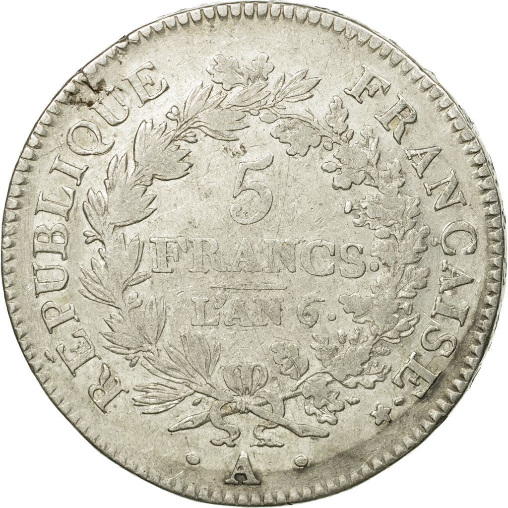 Coin, France, Union et Force, 5 Francs, AN 6, Paris, VF(30-35), Silver