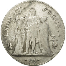 Moneta, Francia, Union et Force, 5 Francs, An 10, Paris, MB, Argento, KM:639.1