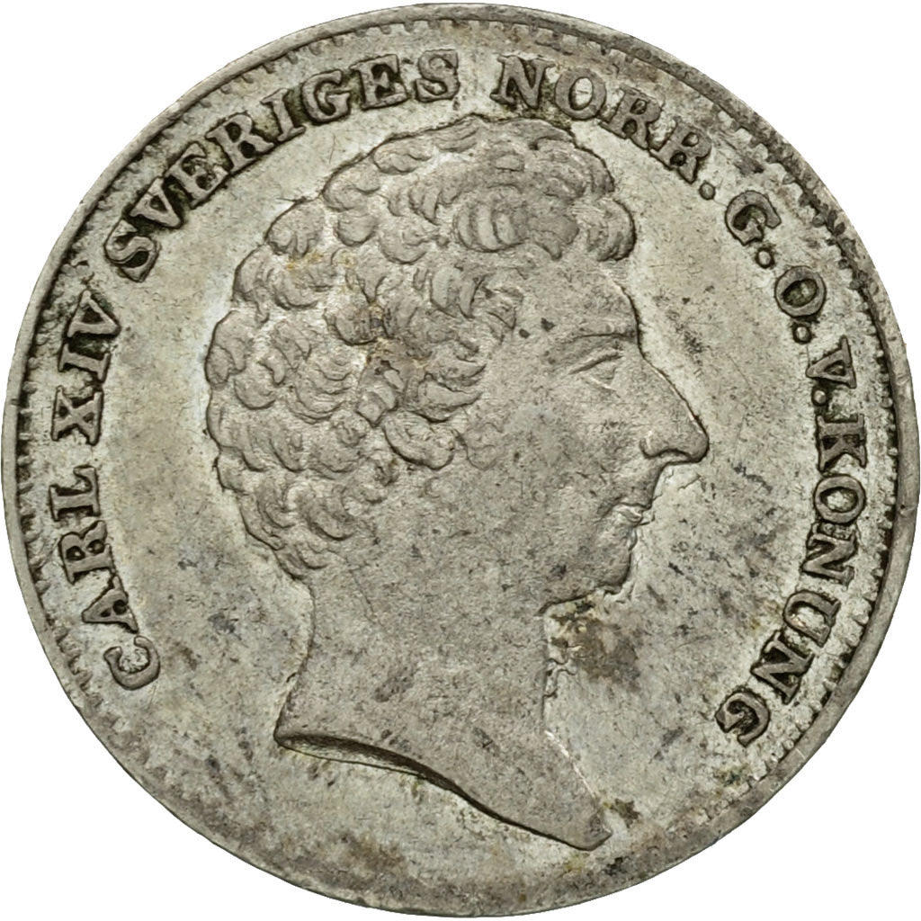 Monnaie, Suède, Carl XIV Johan, 1/16 Riksdaler, 1835, TTB+, Argent, KM:644