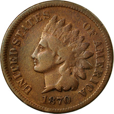 Coin, United States, Indian Head Cent, Cent, 1870, U.S. Mint, Philadelphia