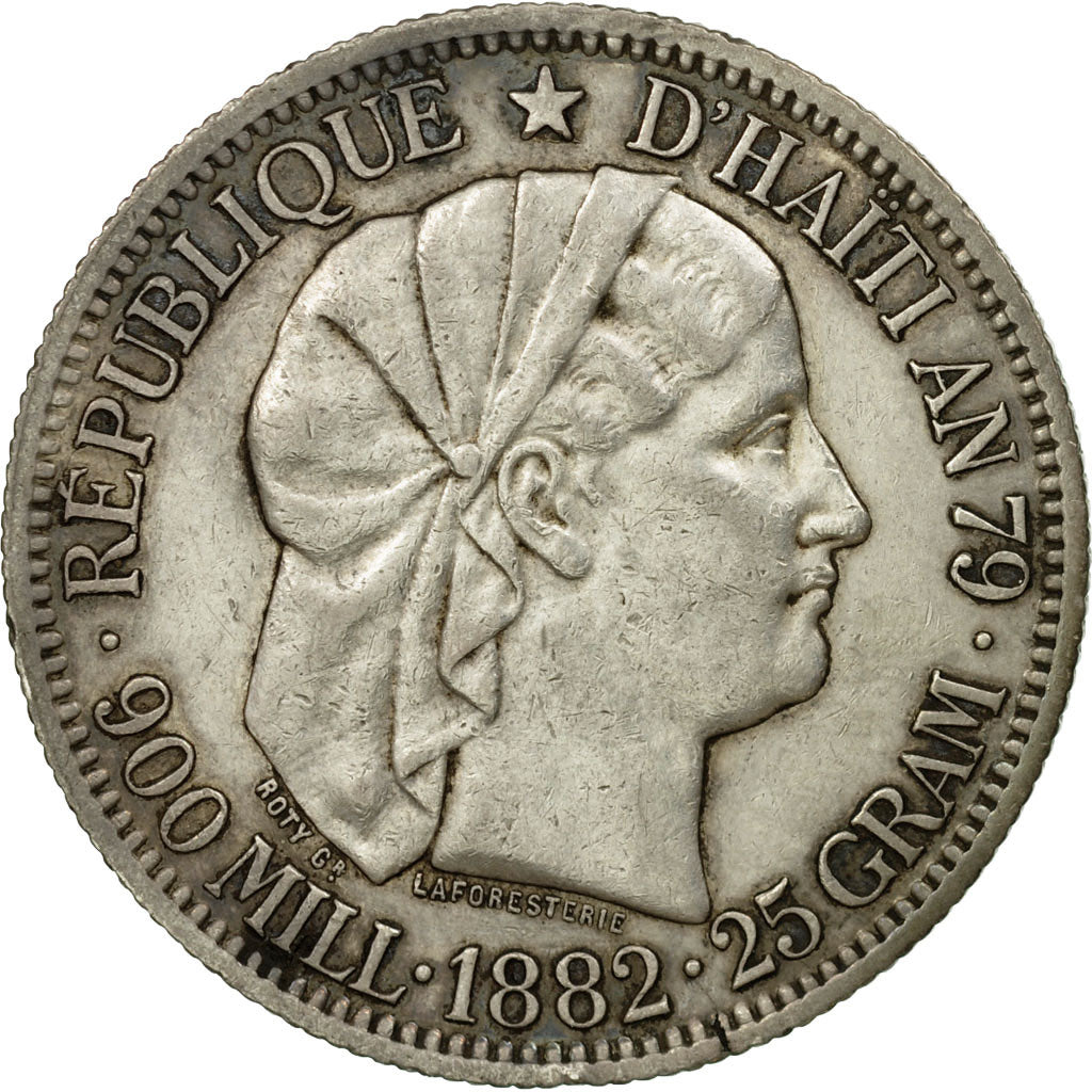 Coin, Haiti, Gourde, 1882, Paris, EF(40-45), Silver, KM:46