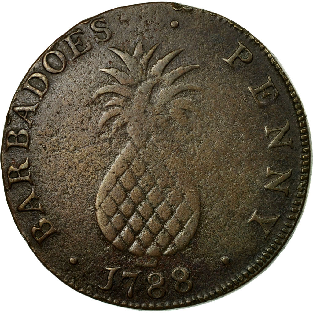 Coin, Barbados, Penny, 1788, VF(20-25), Copper, KM:Tn8