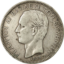 Coin, Greece, George I, 5 Drachmai, 1875, Paris, EF(40-45), Silver, KM:46
