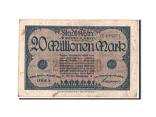 Banknote, Germany, Köln, 20 Millions Mark, Notgeld, 1923, 24.8.1923, VF(20-25)