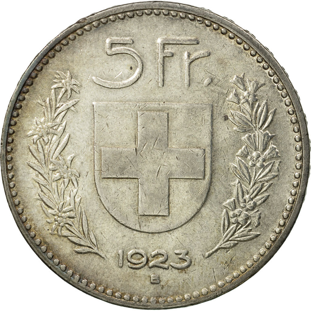 Coin, Switzerland, 5 Francs, 1923, Bern, AU(50-53), Silver, KM:37