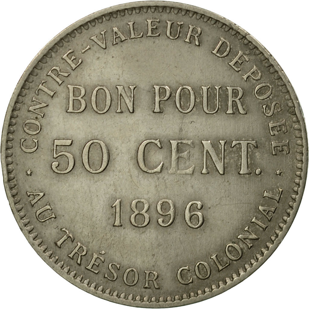 Coin, Réunion, 50 Centimes, 1896, EF(40-45), Copper-nickel, KM:4