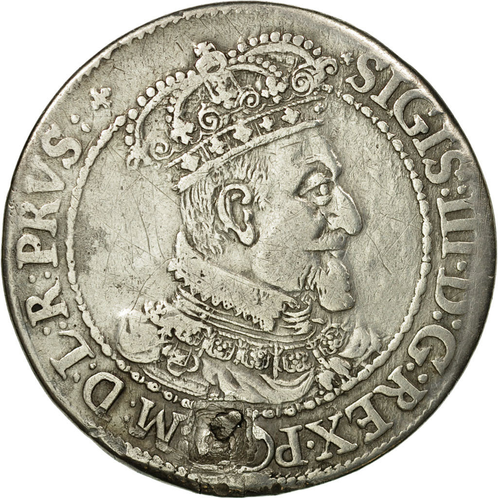 Coin, DANZIG, Ort, 1/4 Thaler - 10 Groszy, 1617, VF(30-35), Silver, KM:14