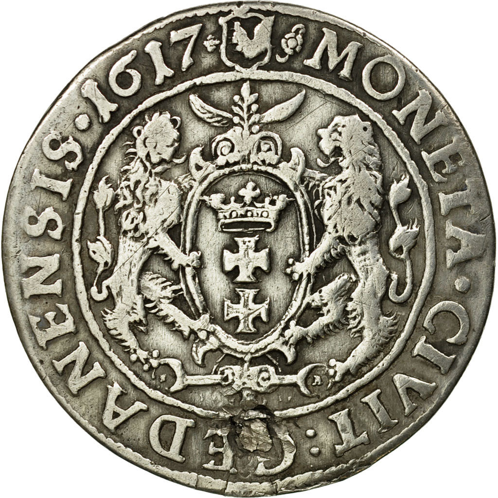 Coin, DANZIG, Ort, 1/4 Thaler - 10 Groszy, 1617, VF(30-35), Silver, KM:14