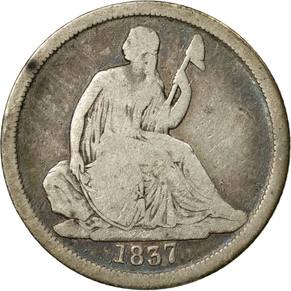 Monnaie, États-Unis, Seated Liberty Dime, Dime, 1837, U.S. Mint, Philadelphie