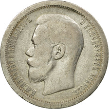 Coin, Russia, Nicholas II, 50 Kopeks, 1896, Paris, VF(20-25), Silver, KM:58.1