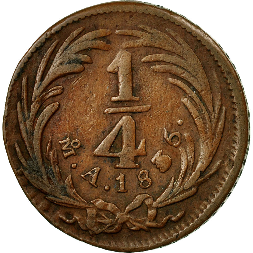 Coin, Mexico, 1/4 Real, Un Quarto/Una Quartilla, 1835, Mexico City, VF(30-35)