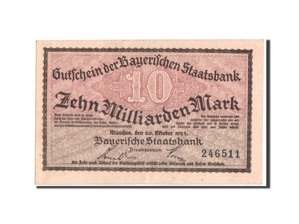 Geldschein, Deutschland, Munich, 10 Milliarden Mark, Bayerische Staatsbank