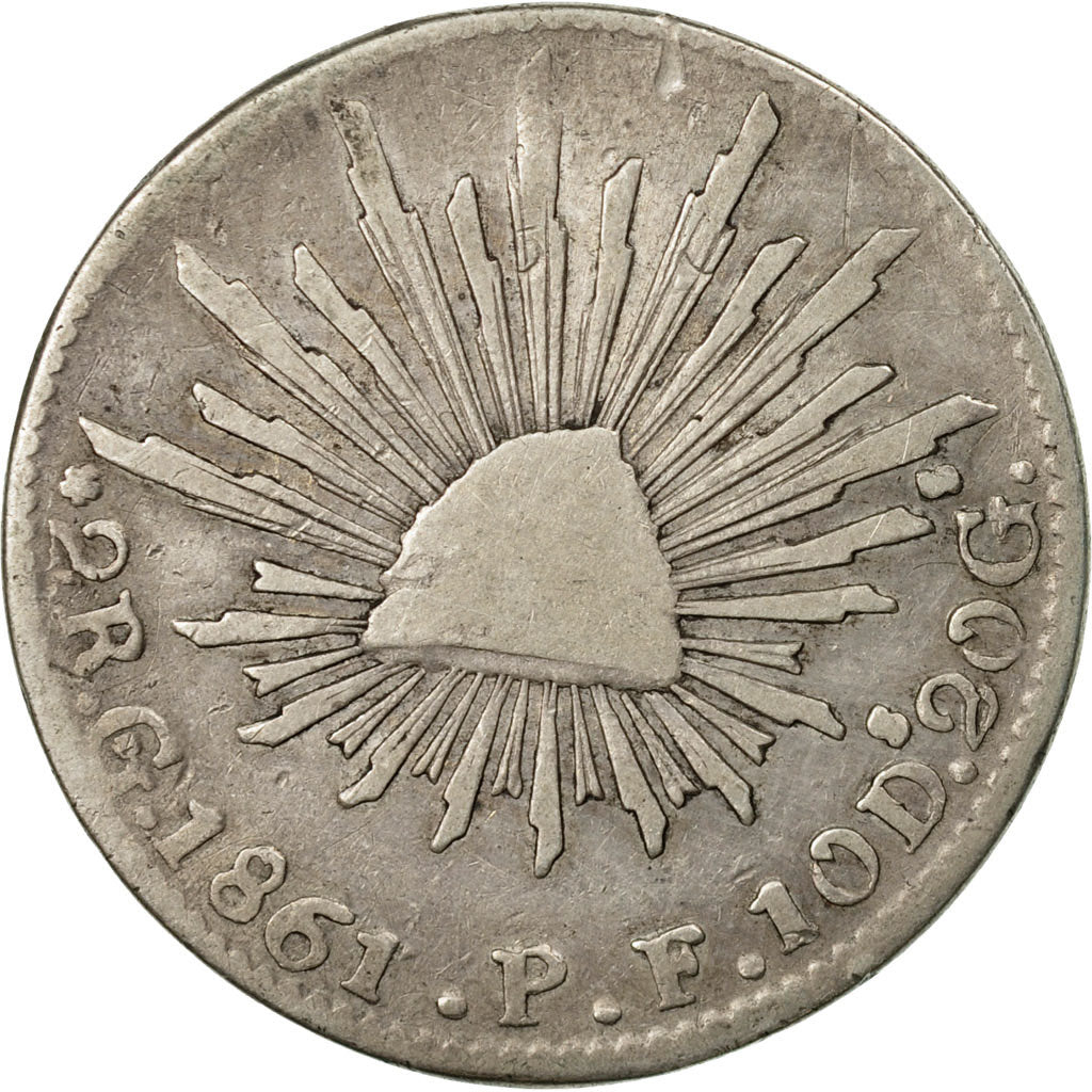Coin, Mexico, 2 Reales, 1861, Guanajuato, VF(20-25), Silver, KM:374.8