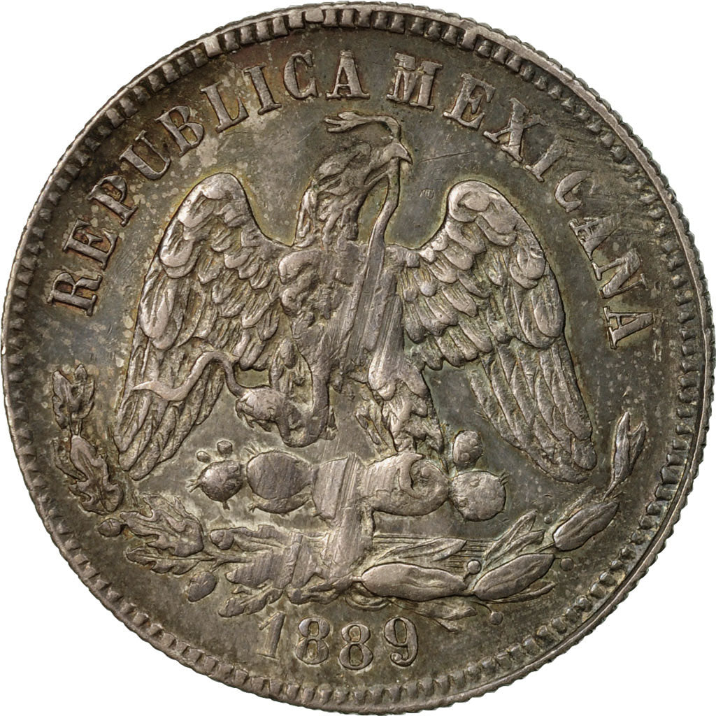 Coin, Mexico, 25 Centavos, 1889, Zacatecas, EF(40-45), Silver, KM:406.9