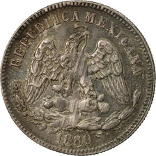 Coin, Mexico, 25 Centavos, 1889, Zacatecas, EF(40-45), Silver, KM:406.9