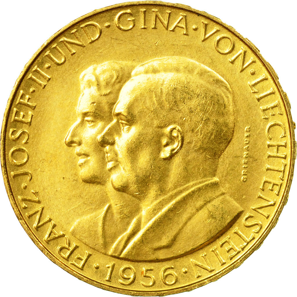 Munten, Liechtenstein, Prince Franz Josef II, 25 Franken, 1956, UNC-, Goud