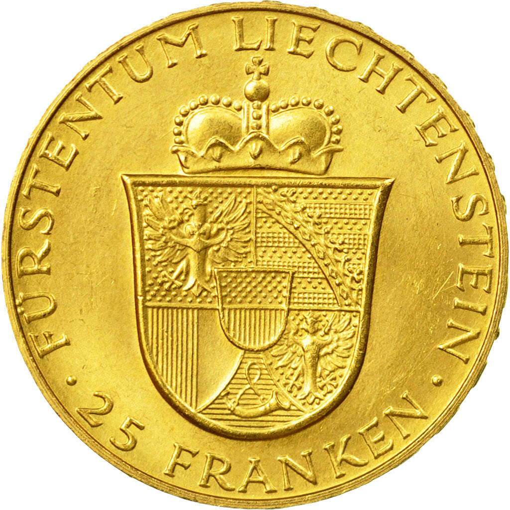 Munten, Liechtenstein, Prince Franz Josef II, 25 Franken, 1956, UNC-, Goud