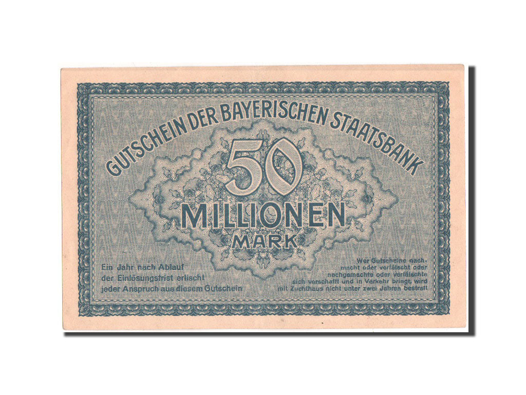 Banknote, Germany, Munich, 50 Millionen Mark, Bayerische Staatsbank, 1923