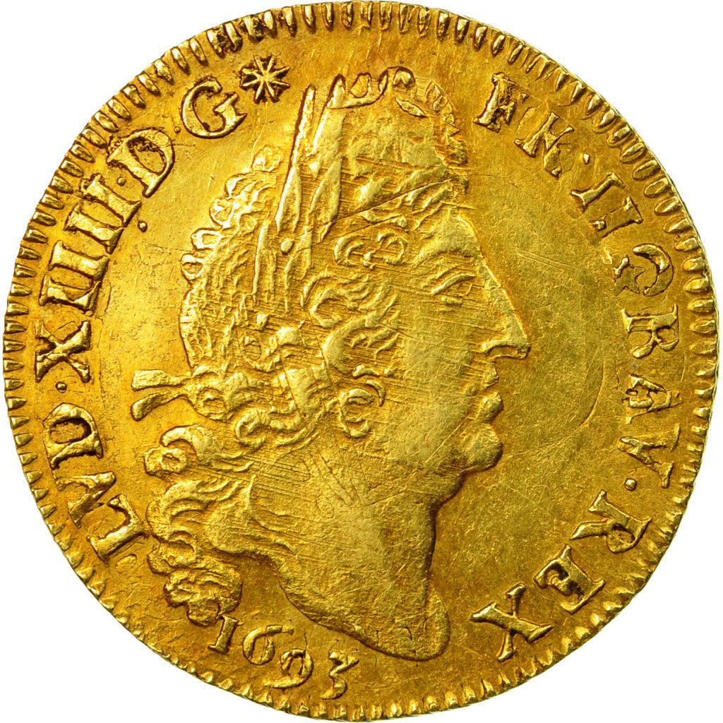 Coin, France, Louis XIV, Louis d'or aux 4 L, Louis d'Or, 1693, Paris, EF(40-45)