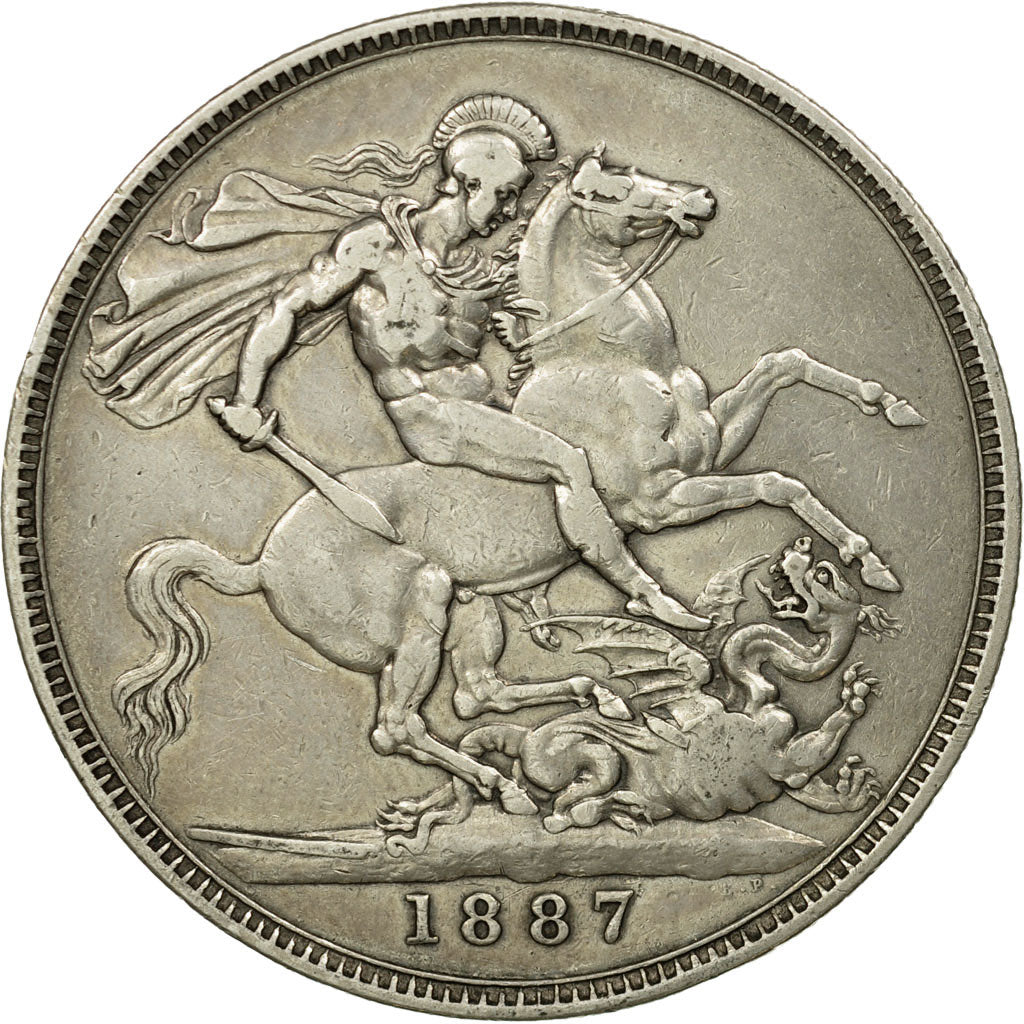 Coin, Great Britain, Victoria, Crown, 1887, London, EF(40-45), Silver, KM:765