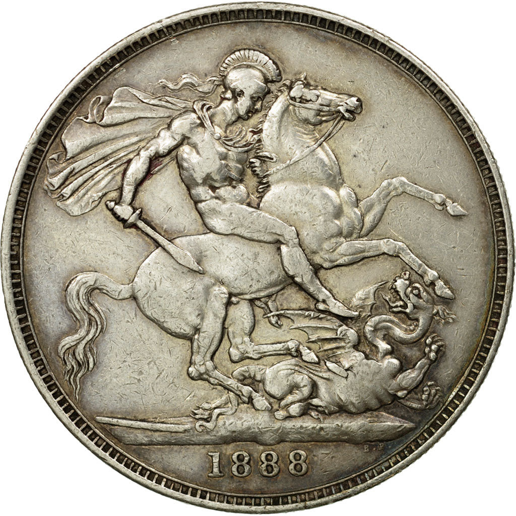 Coin, Great Britain, Victoria, Crown, 1888, London, EF(40-45), Silver, KM:765
