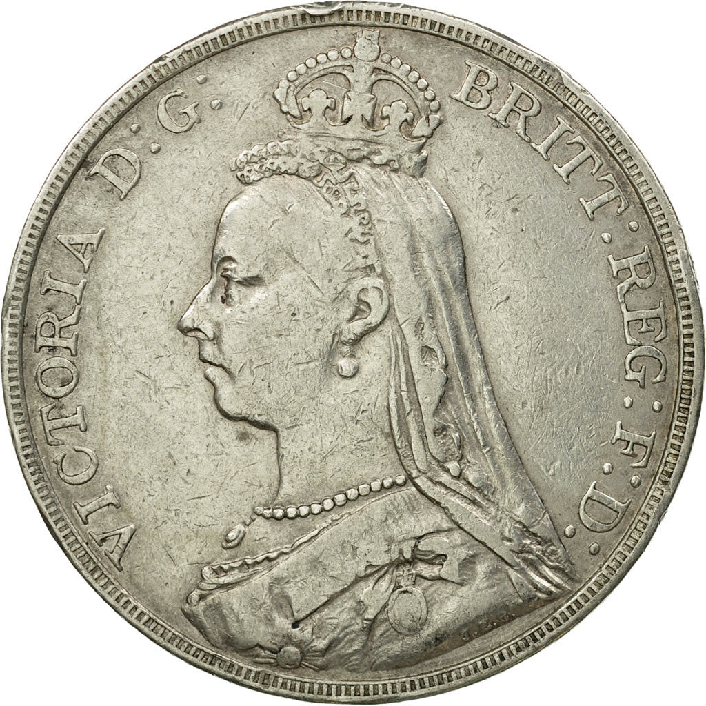 Coin, Great Britain, Victoria, Crown, 1889, London, VF(30-35), Silver, KM:765