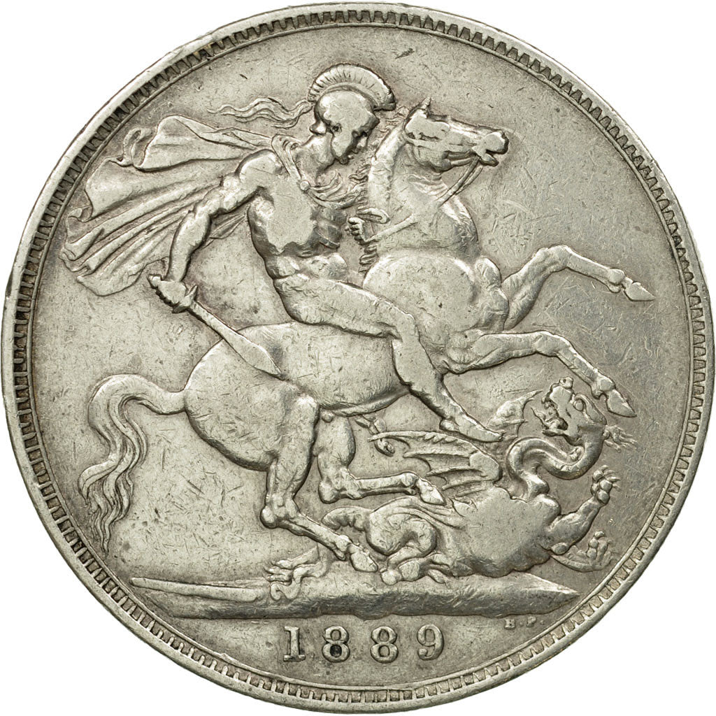 Coin, Great Britain, Victoria, Crown, 1889, London, VF(30-35), Silver, KM:765