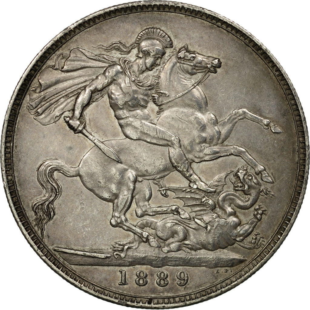 Coin, Great Britain, Victoria, Crown, 1889, London, EF(40-45), Silver, KM:765