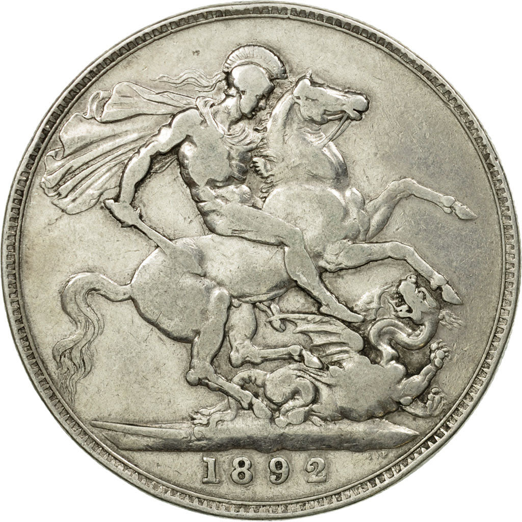 Coin, Great Britain, Victoria, Crown, 1892, London, VF(20-25), Silver, KM:765